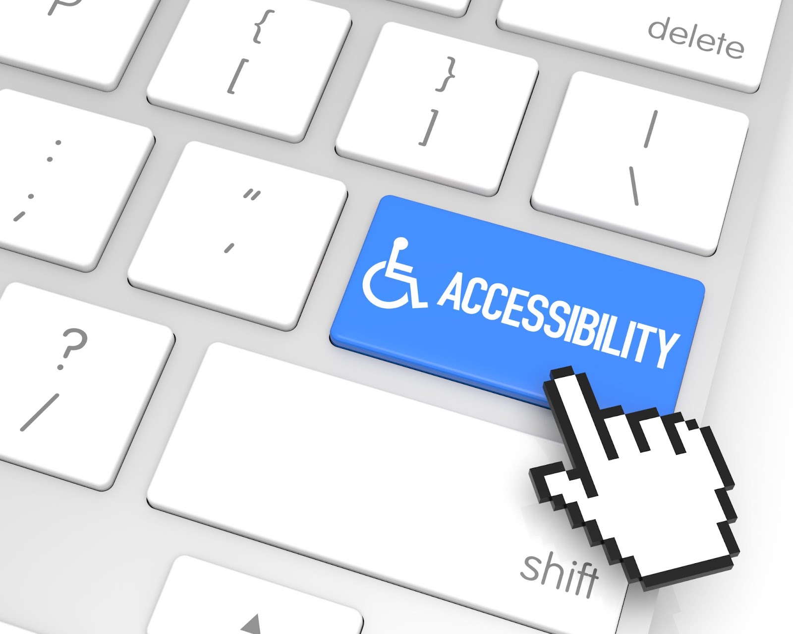 accessibility enter key with hand-cursor 3d rendering
