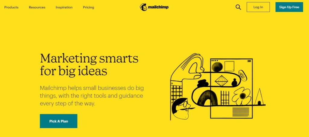 a website design showing hand drawn illustration