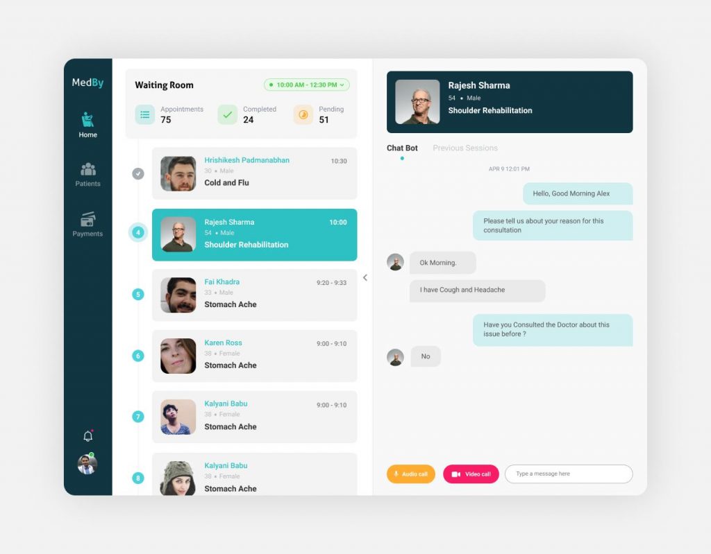 a chat screen from a healthcare app