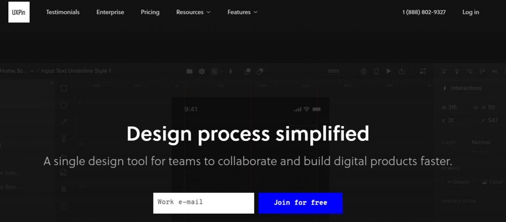 ux pin website screenshot