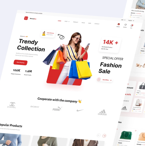 Images of an exommerce shopping website