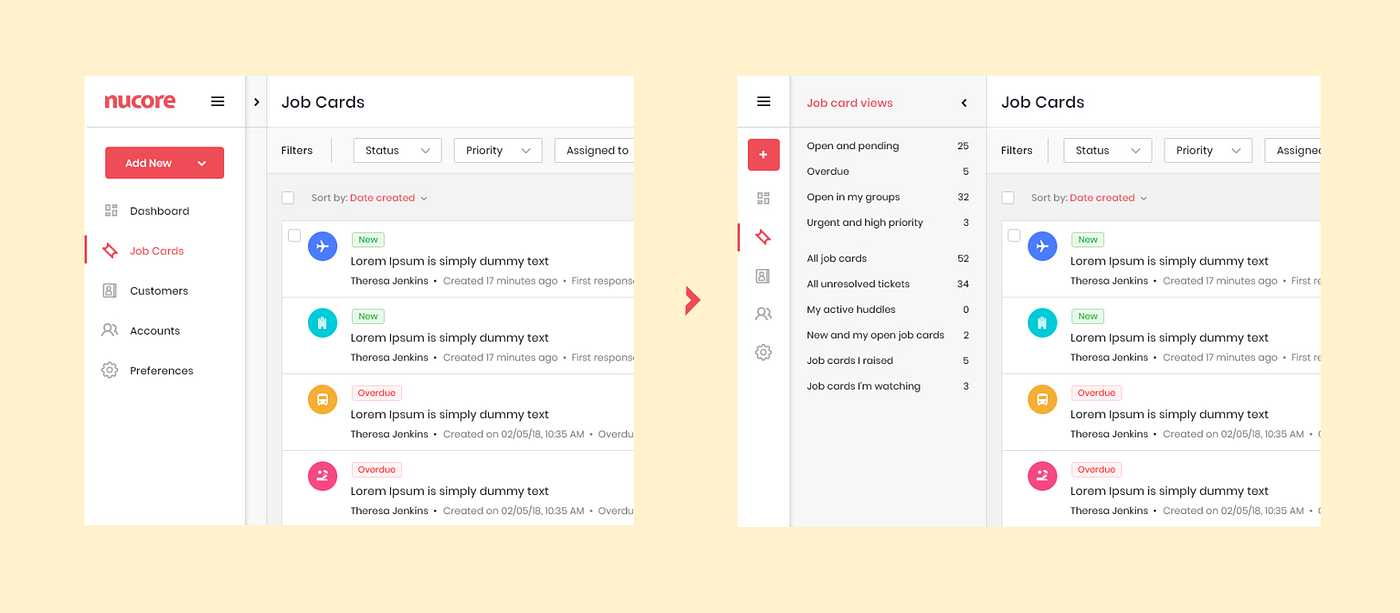 collapsible menu and filters