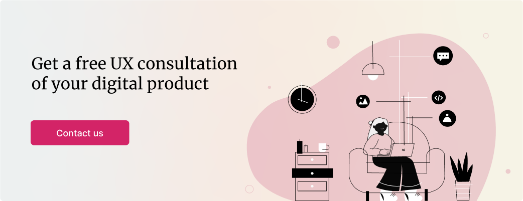 A clickable banner to contact for a free UX consultation for digital products