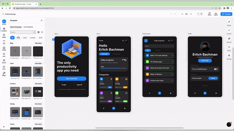 Uizard's interface