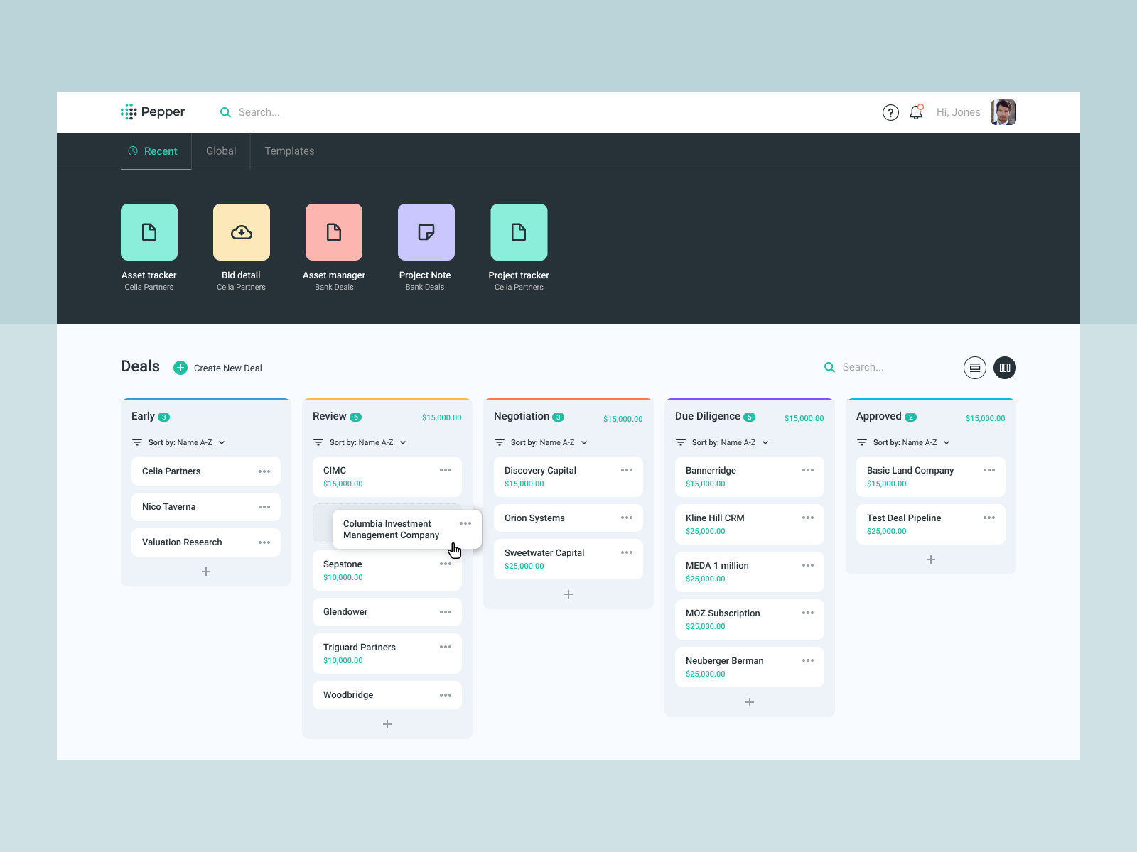 UI from an asset management platform that simplifies workflows with task organization via status

