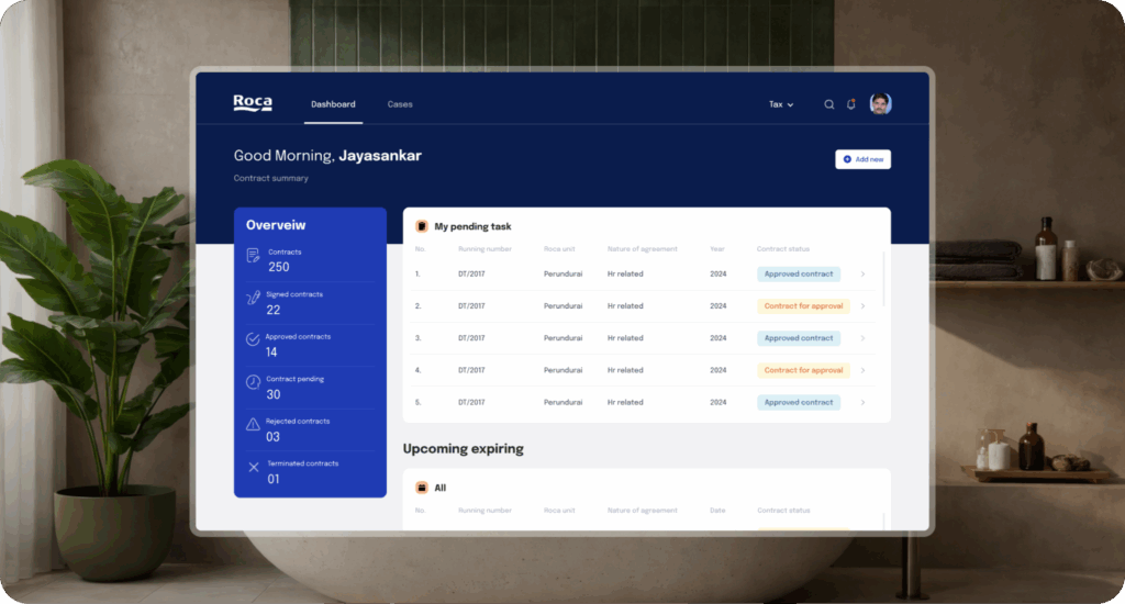 Roca compliance system designed by Aufait UX