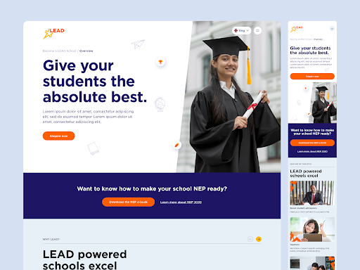 An example of a UI UX design for a website with responsive design for optimizing for all devices