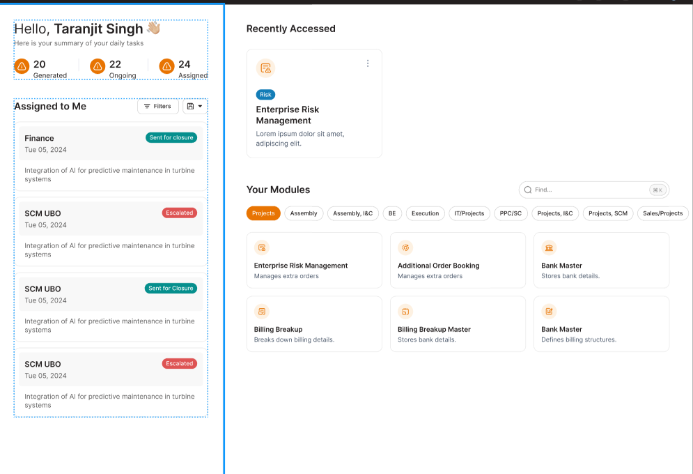 Enterprise Operations Dashboard designed by Aufait UX